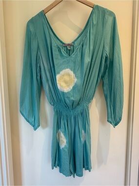 Turquoise Tie-Dye V-Neck Romper